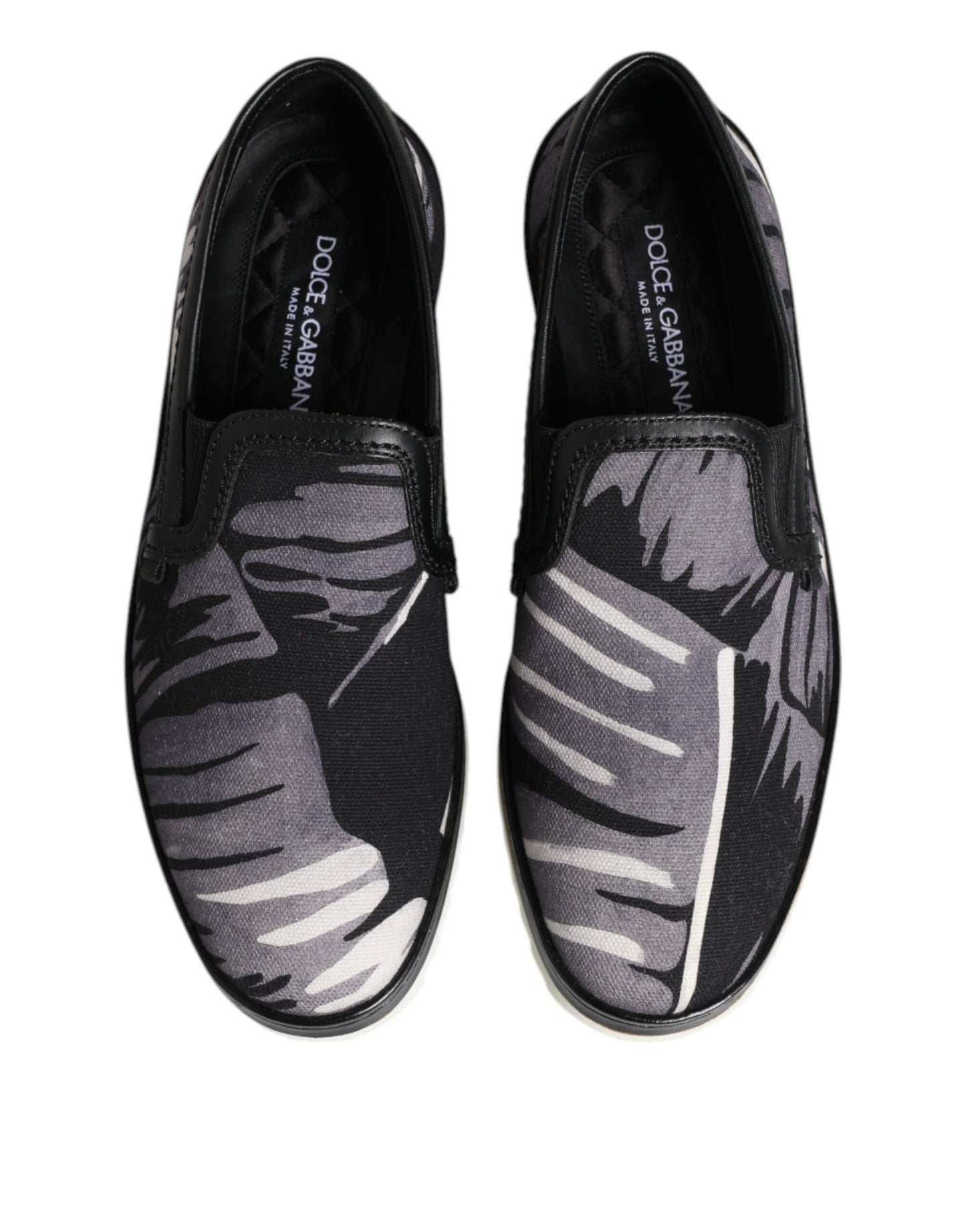 Sneakers plates noires à motif tropical pour homme de Dolce & Gabbana
