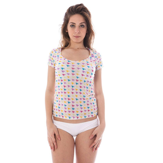T-shirt blanc en nylon pour femme, style A.