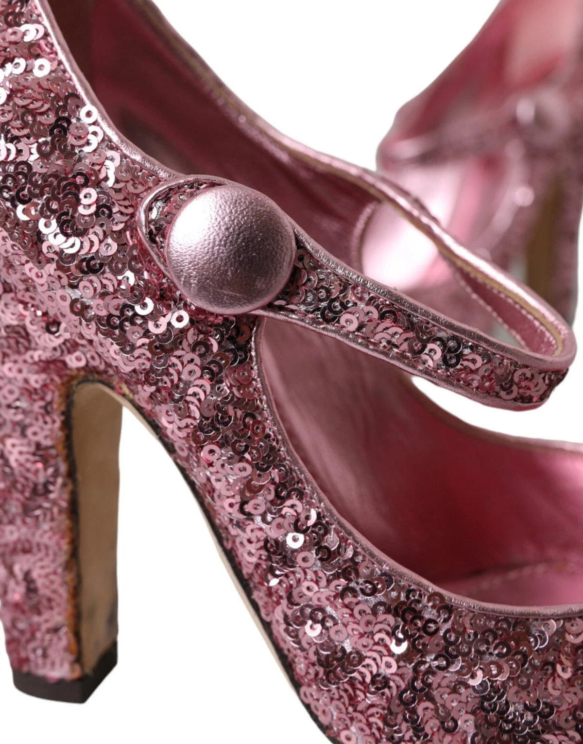 Dolce & Gabbana Pink Sequin Mary Jane Pumps - High Heels Shoes