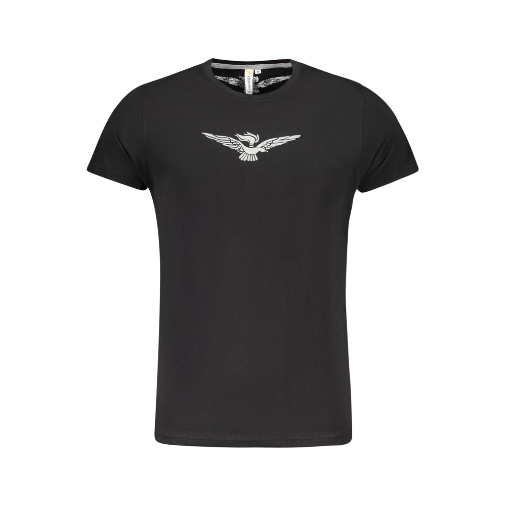 Accademia Militare T-Shirt Noir en Coton avec Imprimé Aigle