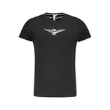 Accademia Militare T-Shirt Noir en Coton avec Imprimé Aigle