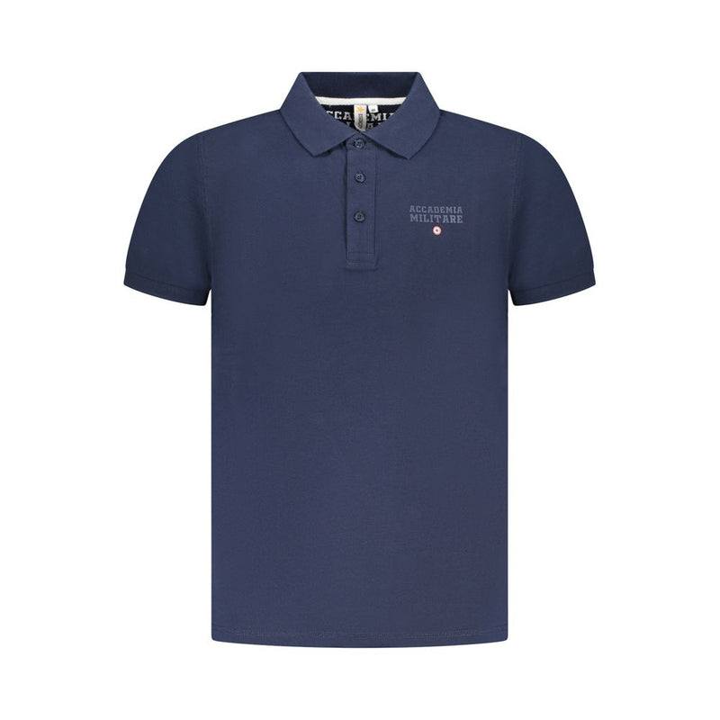 Accademia Militare Men's Blue Cotton Polo Shirt with Tricolore Logo