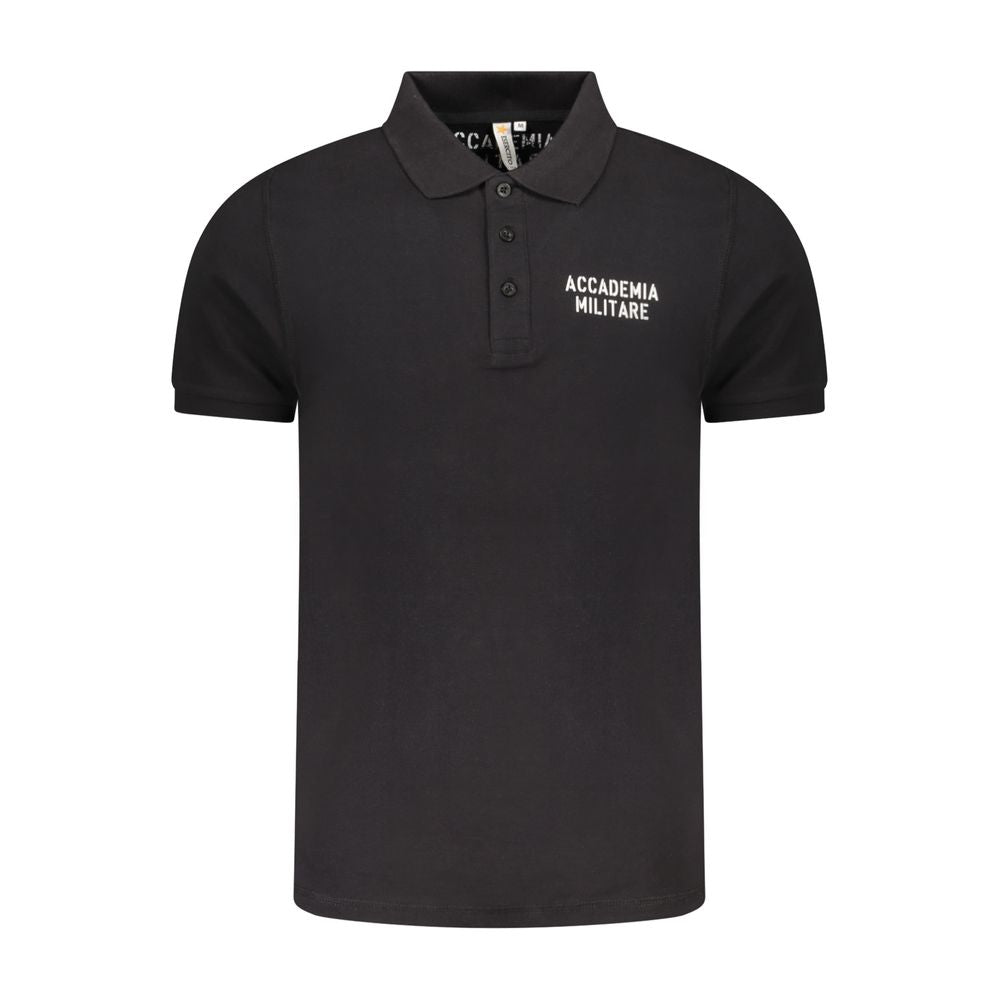 Accademia Militare Black Cotton Polo Shirt - Élégance et Confort