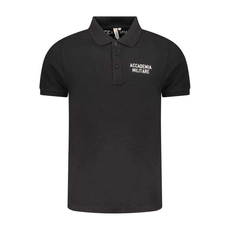 Accademia Militare Black Cotton Polo Shirt - Élégance et Confort