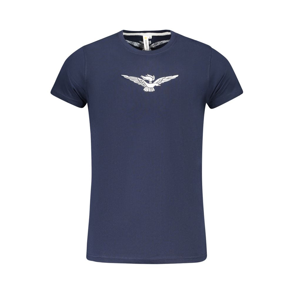 Accademia Militare Blue Cotton T-Shirt with Eagle Print