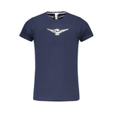 Accademia Militare Blue Cotton T-Shirt with Eagle Print