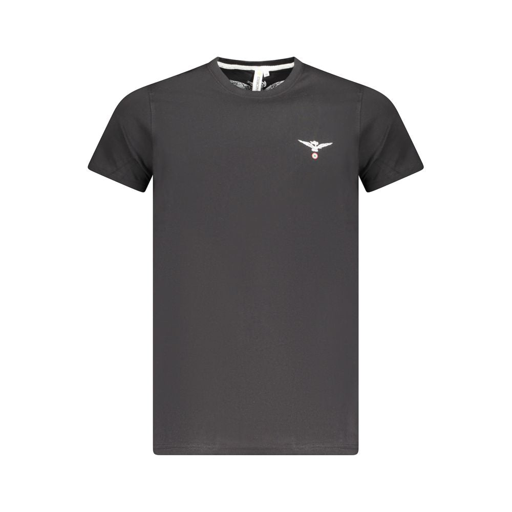 T-shirt en coton noir Accademia Militare avec design d'aigle