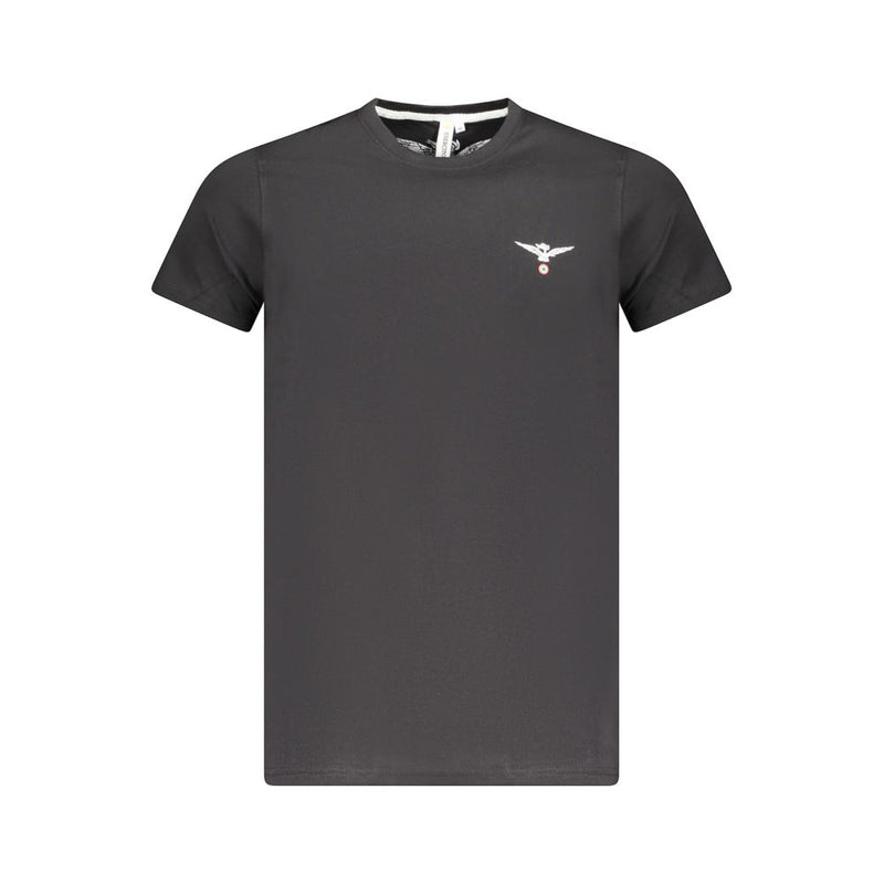T-shirt en coton noir Accademia Militare avec design d'aigle