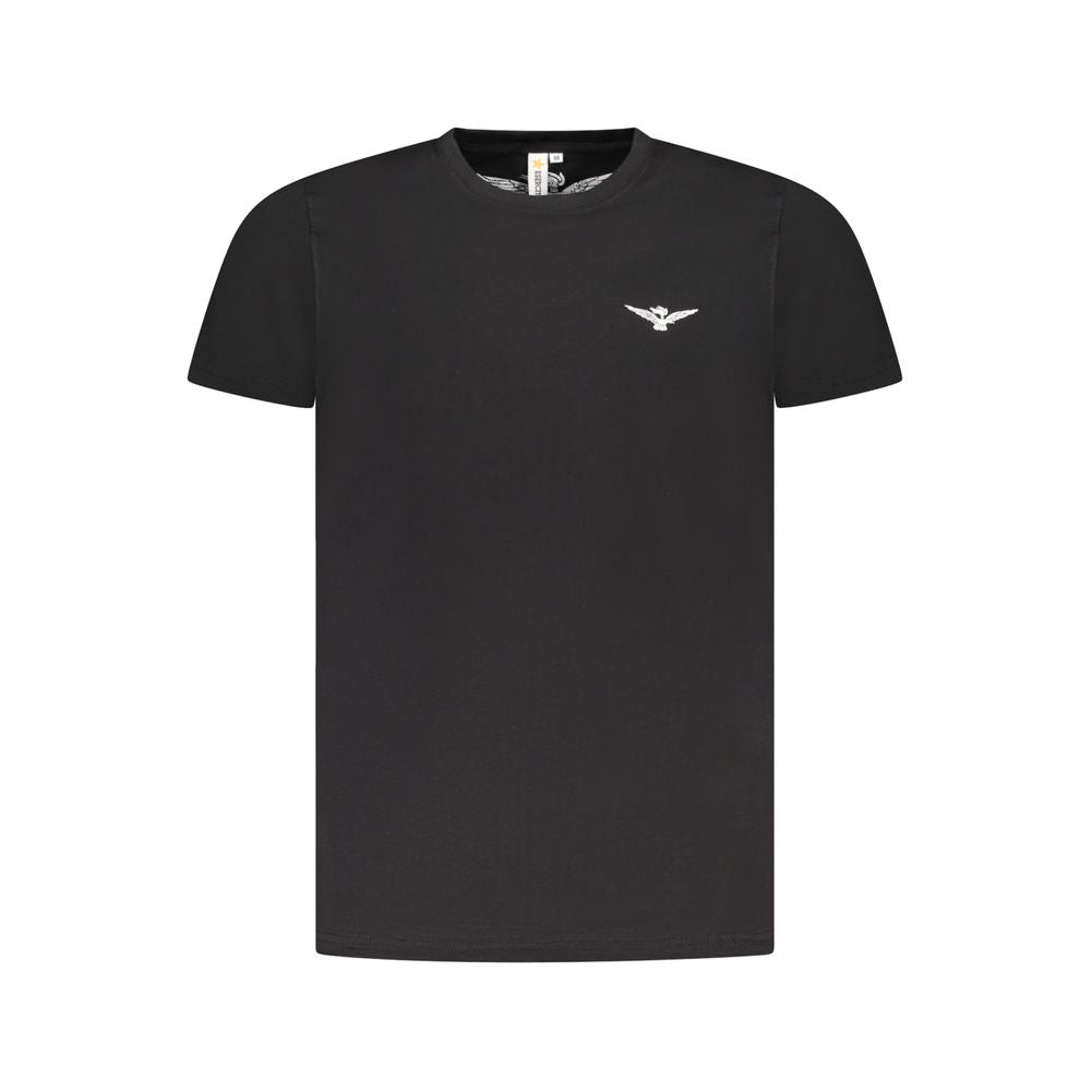 Accademia Militare Men's Black Cotton T-Shirt with Eagle Logo
