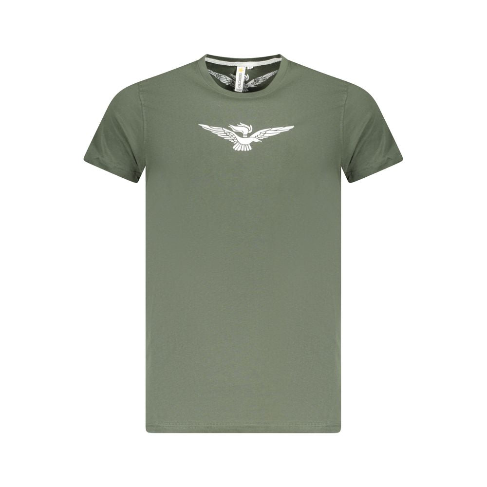 T-shirt en coton vert Accademia Militare avec grand design d'aigle