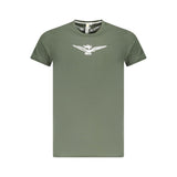 T-shirt en coton vert Accademia Militare avec grand design d'aigle