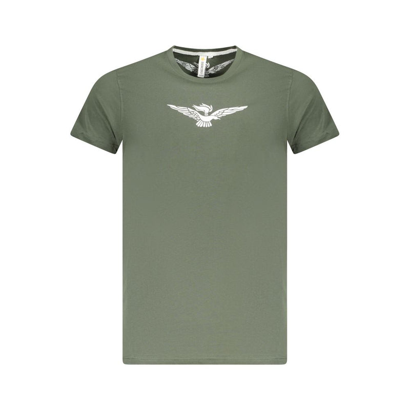 Accademia Militare Green Cotton T-Shirt with Big Eagle Design