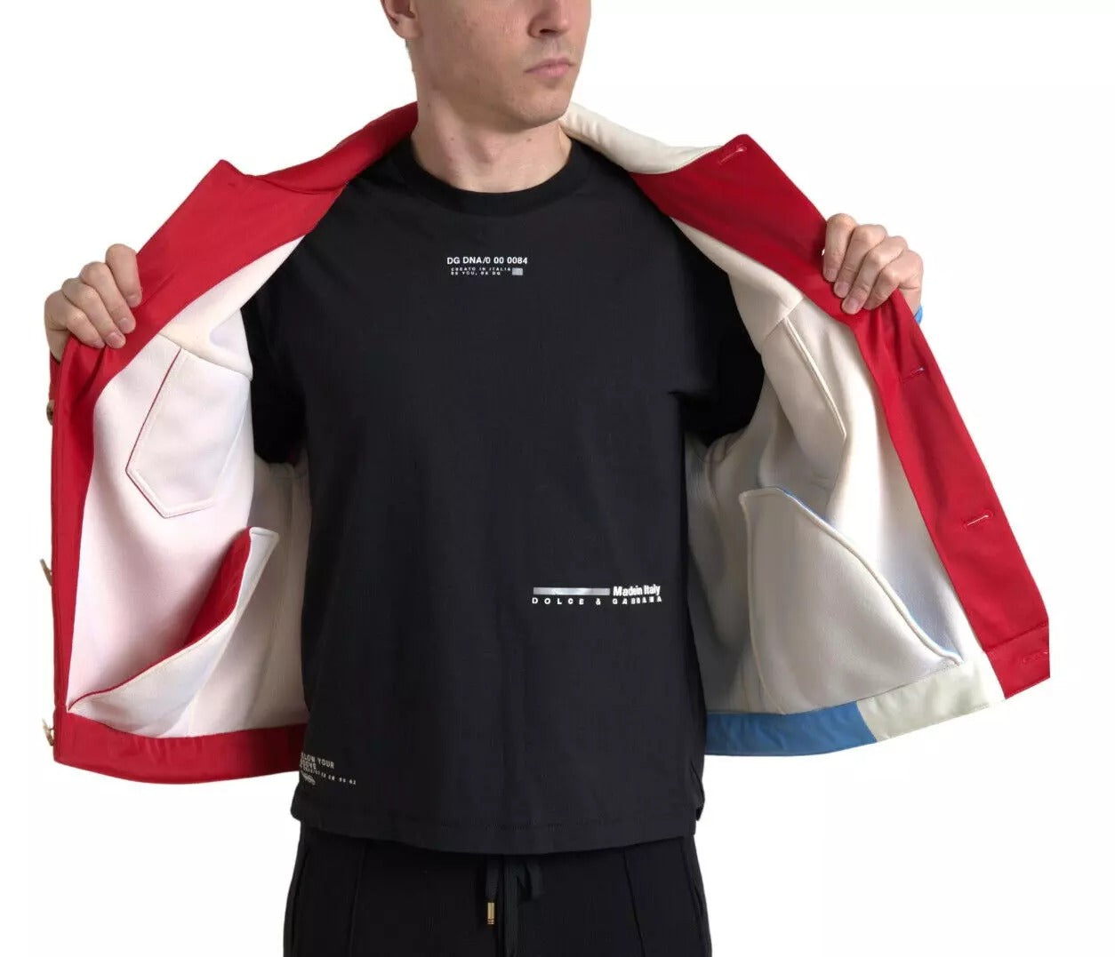 Veste courte à col en polyester multicolore de Dolce & Gabbana