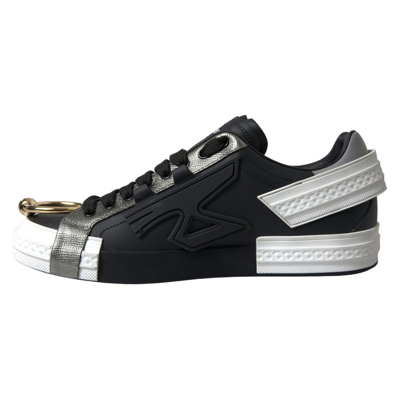 Dolce & Gabbana Portofino Low Top Sneakers en Cuir Noir