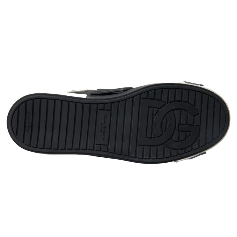 Dolce & Gabbana Portofino Low Top Sneakers en Cuir Noir