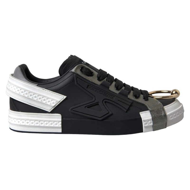 Dolce & Gabbana Portofino Low Top Sneakers en Cuir Noir