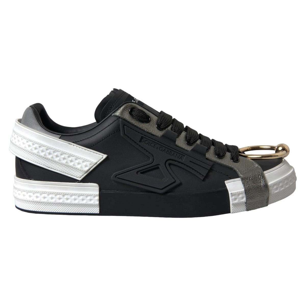 Dolce & Gabbana Portofino Low Top Sneakers en Cuir Noir