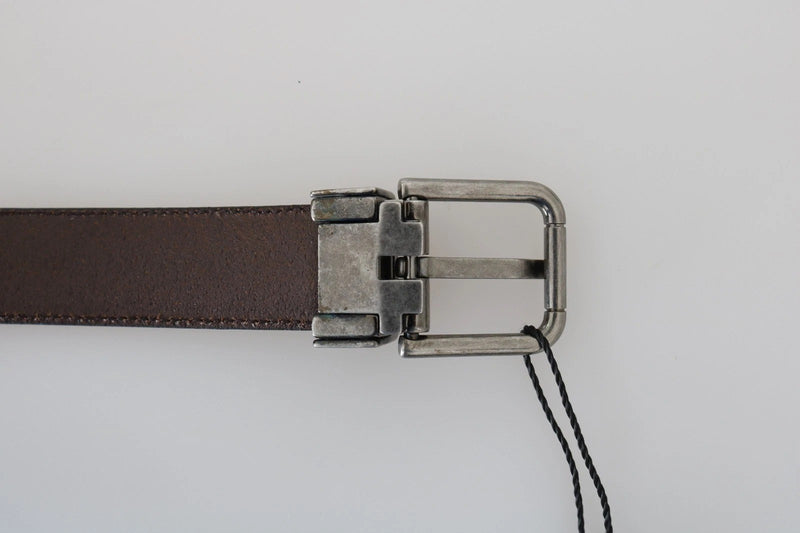 Ceinture Dolce &amp; Gabbana en cuir perforé bleu avec boucle grise