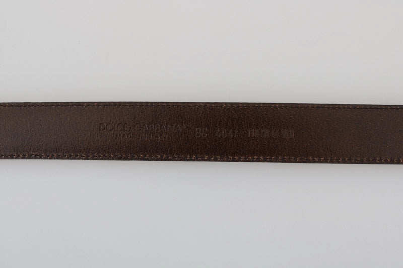 Ceinture Dolce &amp; Gabbana en cuir perforé bleu avec boucle grise