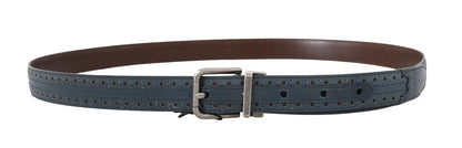 Ceinture Dolce & Gabbana en cuir perforé bleu avec boucle grise