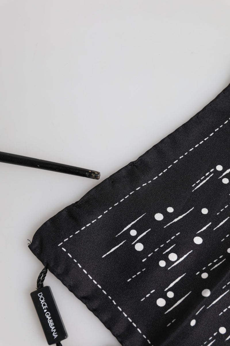 Foulard carré imprimé noir et blanc Dolce &amp; Gabbana pour homme