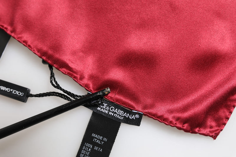 Foulard carré en satin de soie rouge uni Dolce &amp; Gabbana