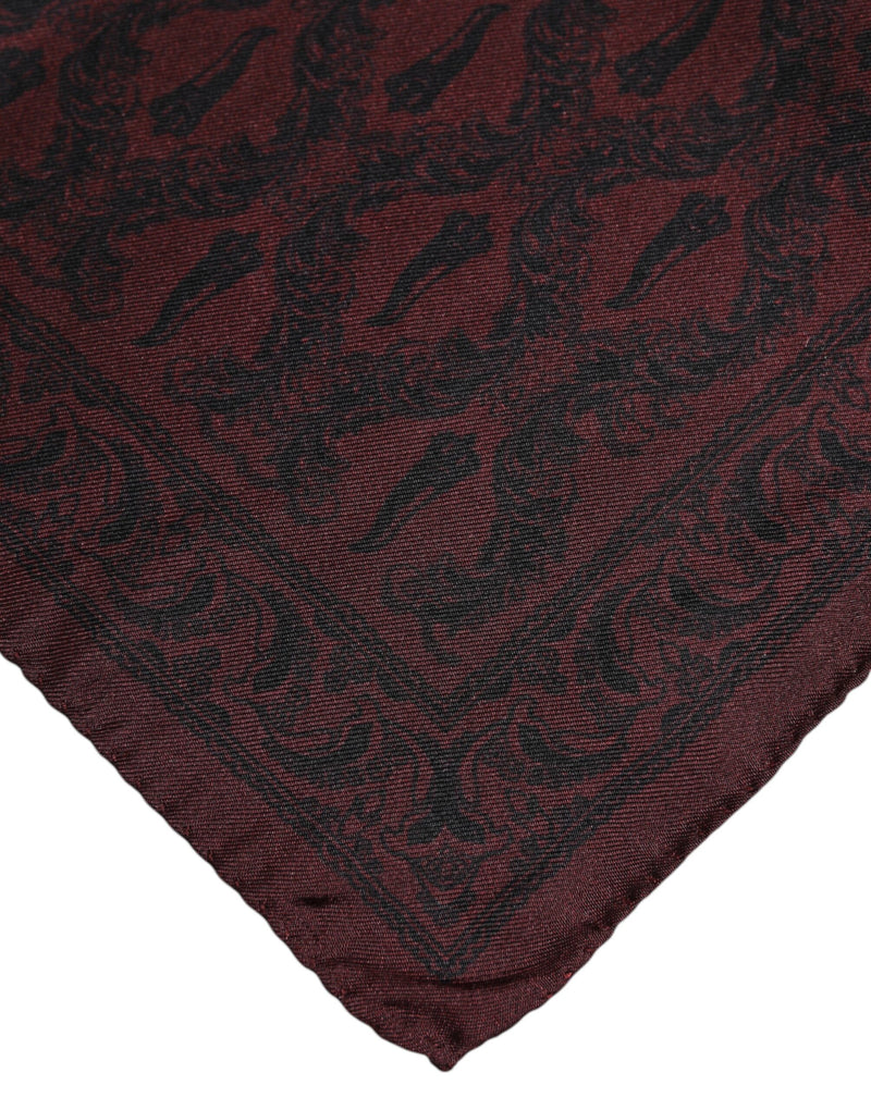 Foulard carré imprimé marron et noir Dolce &amp; Gabbana pour homme