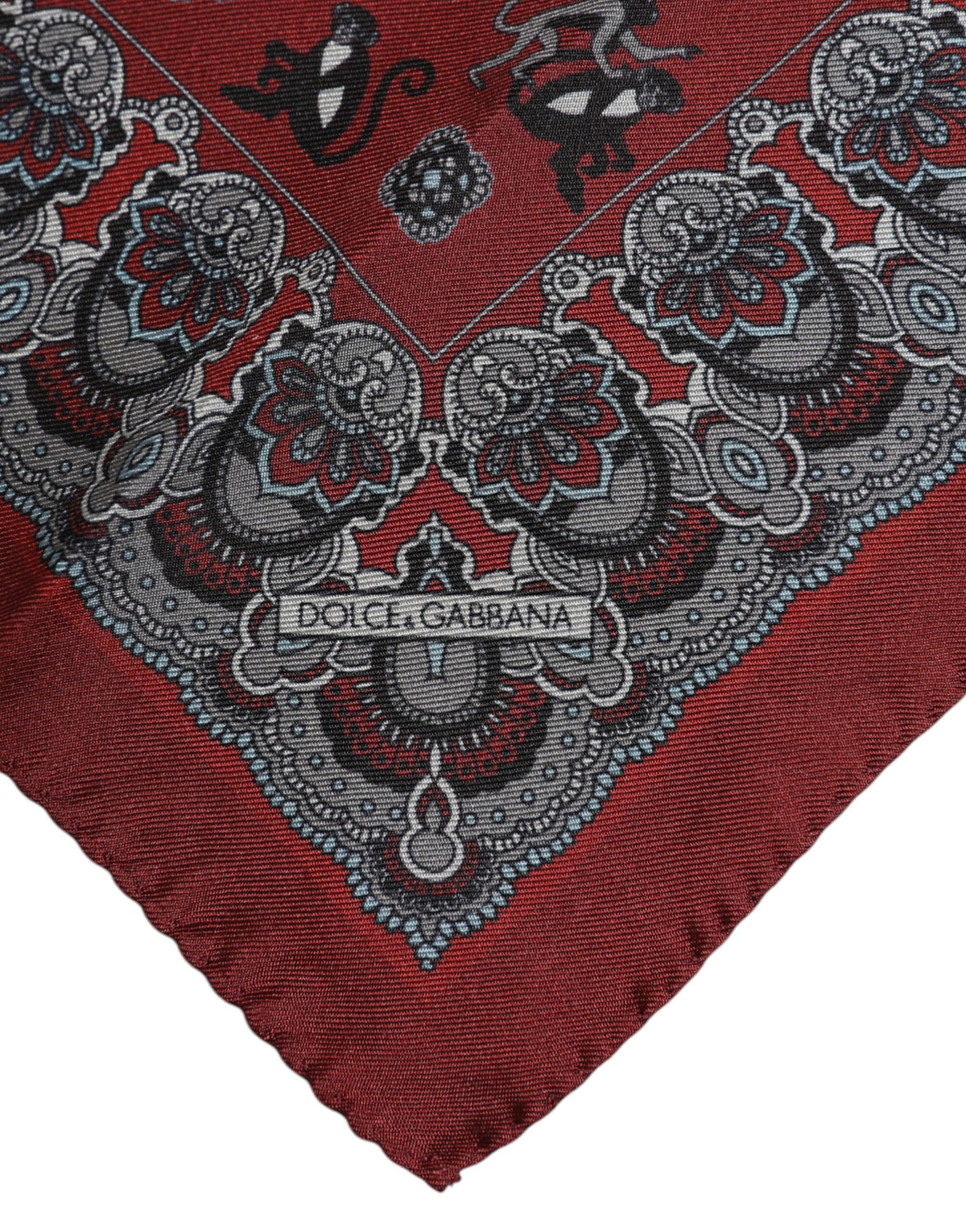 Foulard carré en soie imprimé singe marron Dolce &amp; Gabbana