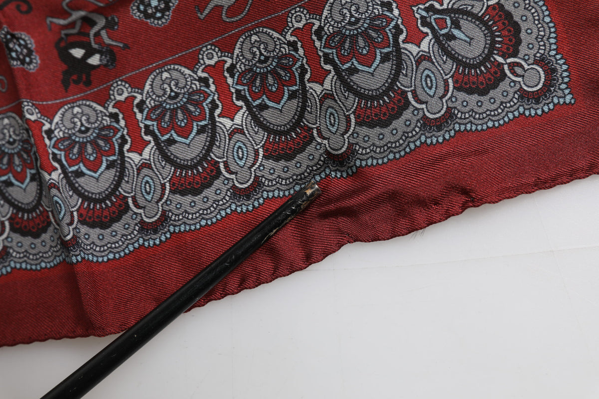 Foulard carré en soie imprimé singe marron Dolce &amp; Gabbana