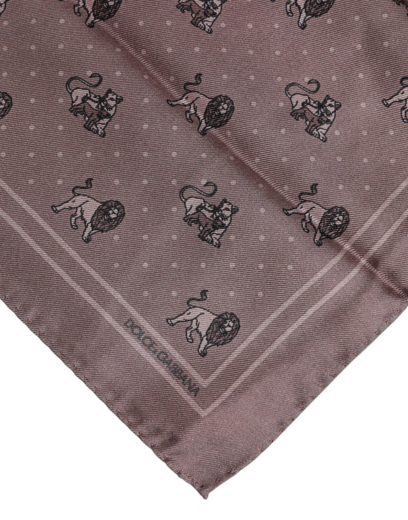 Foulard carré à imprimé animal marron Dolce &amp; Gabbana