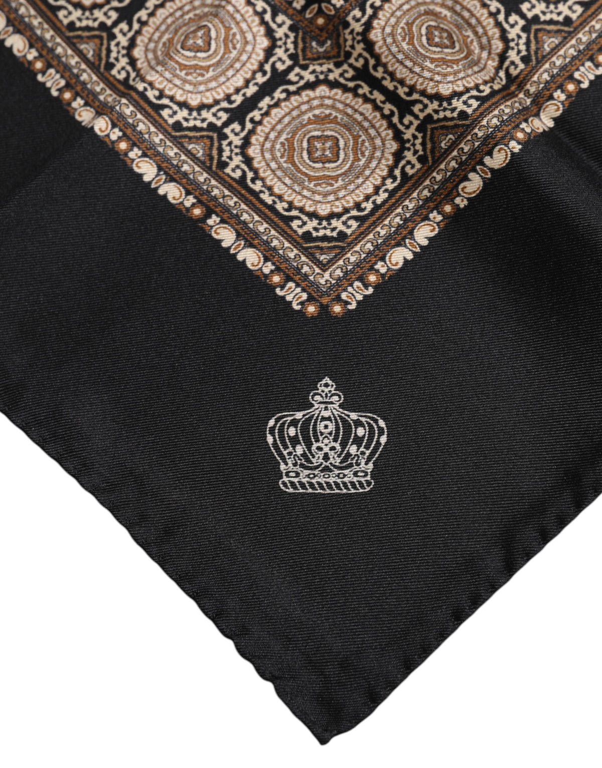 Foulard carré à motifs noir et marron Dolce &amp; Gabbana