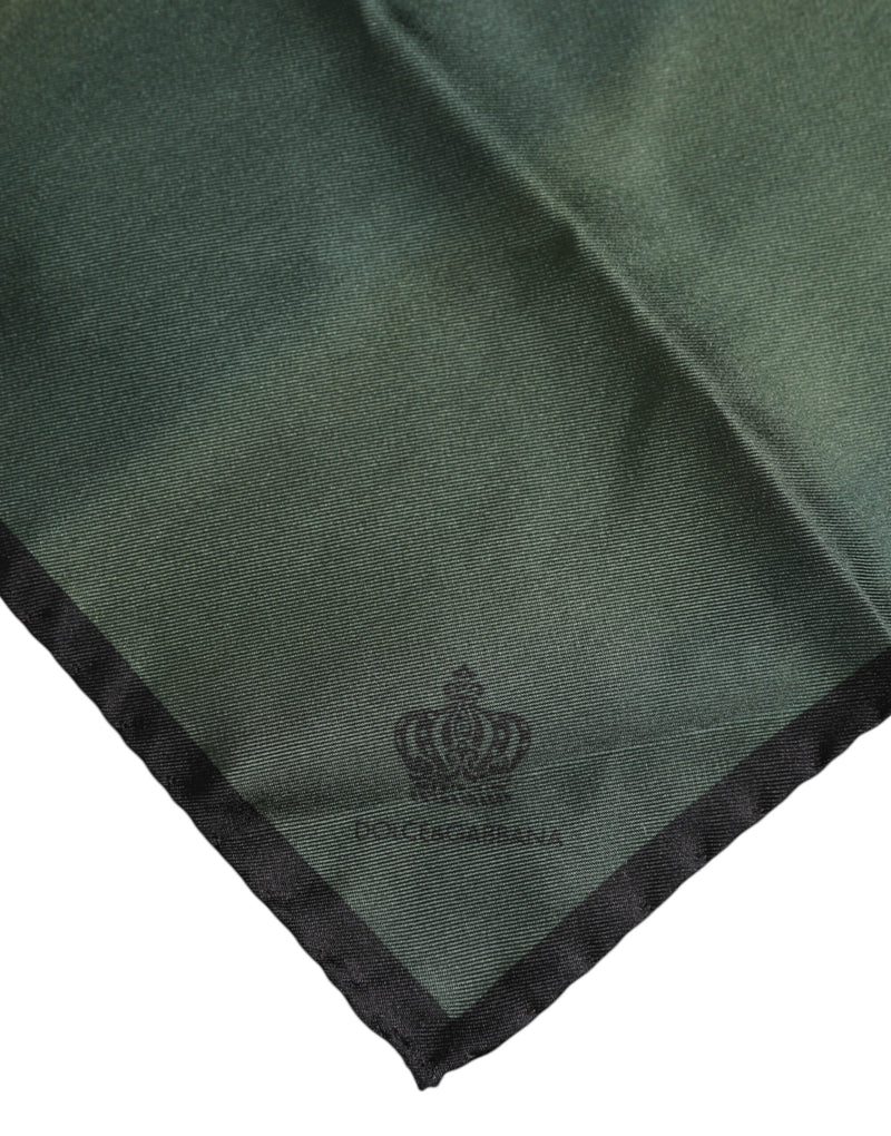 Dolce &amp; Gabbana Groene DG Crown Zijden Vierkante Heren Foulard Sjaal
