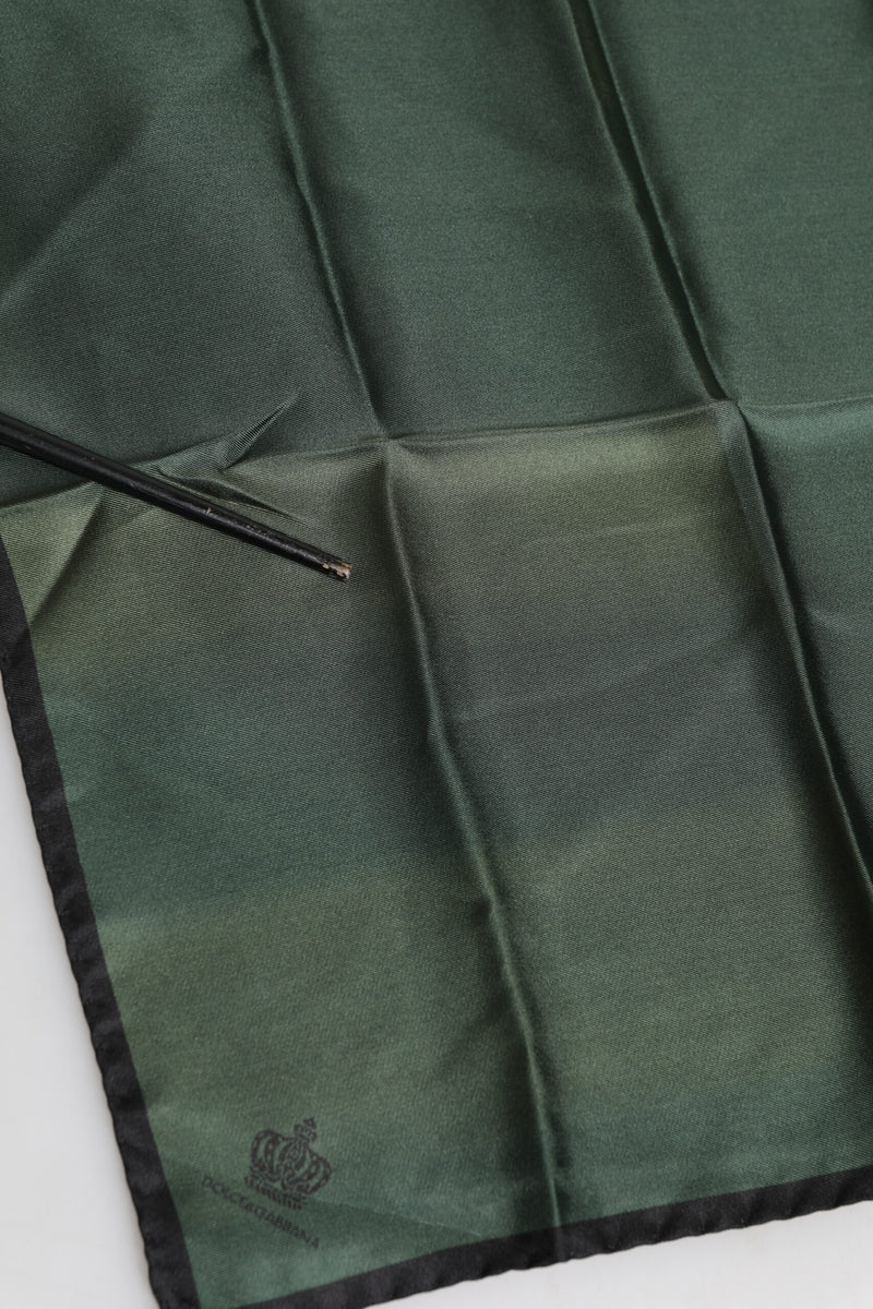 Dolce &amp; Gabbana Groene DG Crown Zijden Vierkante Heren Foulard Sjaal