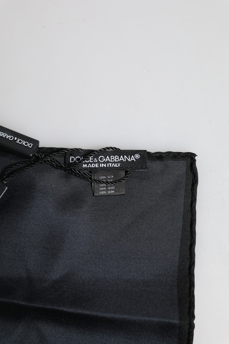 Dolce &amp; Gabbana Blue DG Crown Zijden Vierkante Heren Foulard Sjaal
