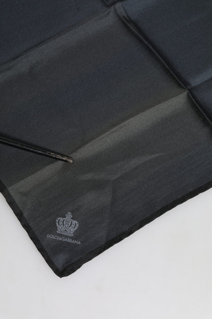Dolce & Gabbana Blue DG Crown Silk Square Men Foulard Scarf