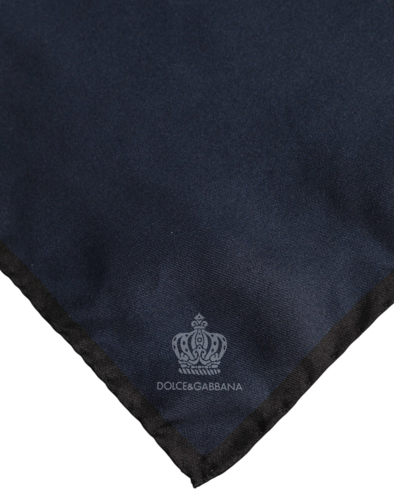 Dolce &amp; Gabbana Blue DG Crown Zijden Vierkante Heren Foulard Sjaal