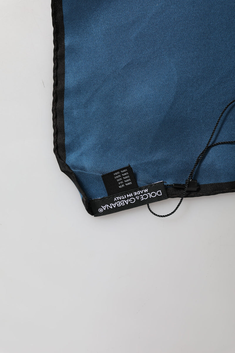 Dolce &amp; Gabbana Blue DG Crown Zijden Vierkante Heren Foulard Sjaal