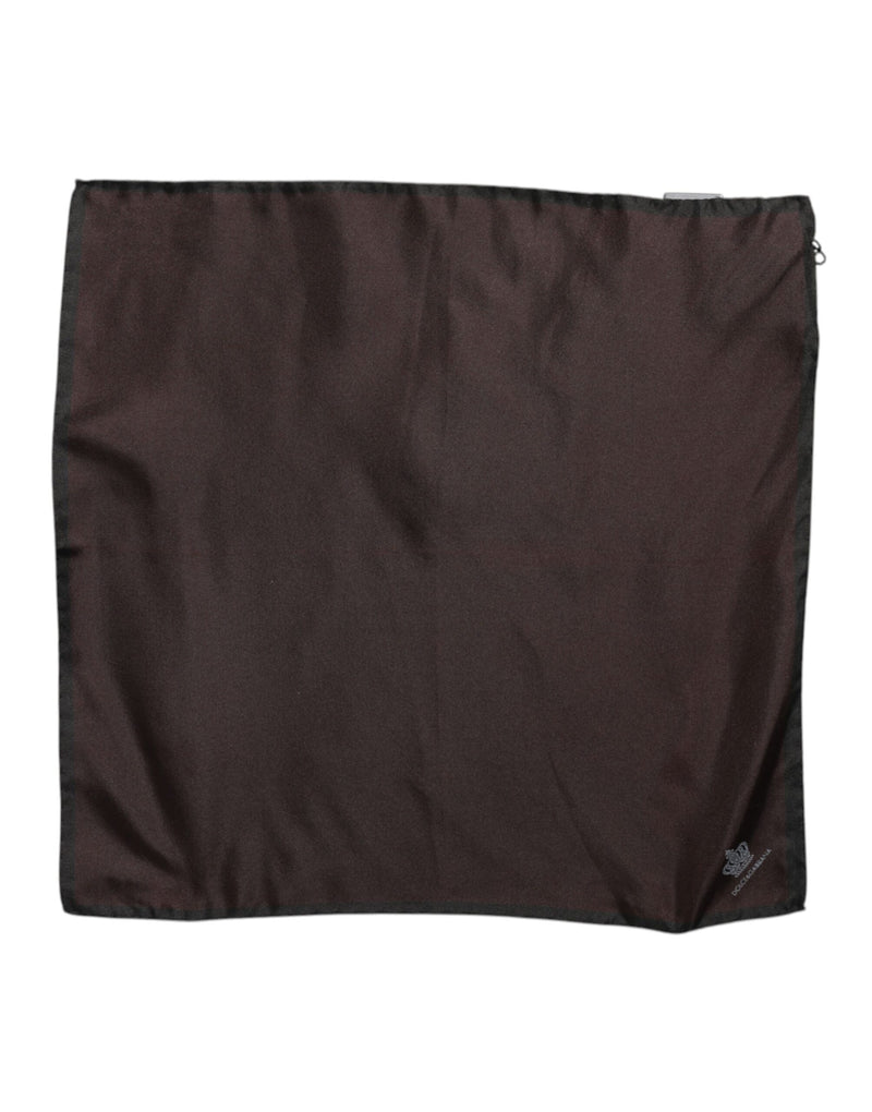 Foulard carré en soie marron Dolce &amp; Gabbana DG Crown pour homme