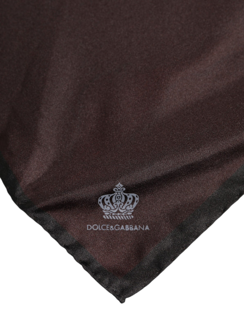 Foulard carré en soie marron Dolce &amp; Gabbana DG Crown pour homme