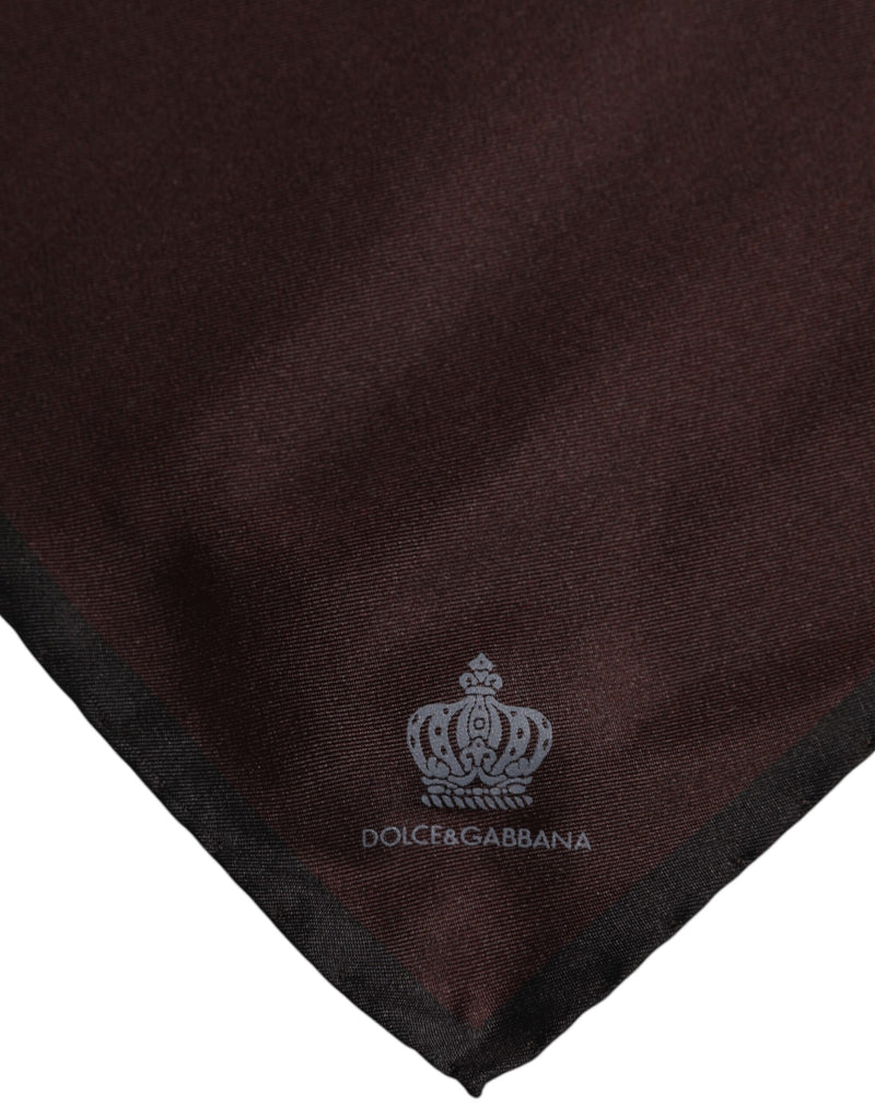 Dolce &amp; Gabbana Bruin DG Crown Zijden Vierkante Heren Foulard Sjaal