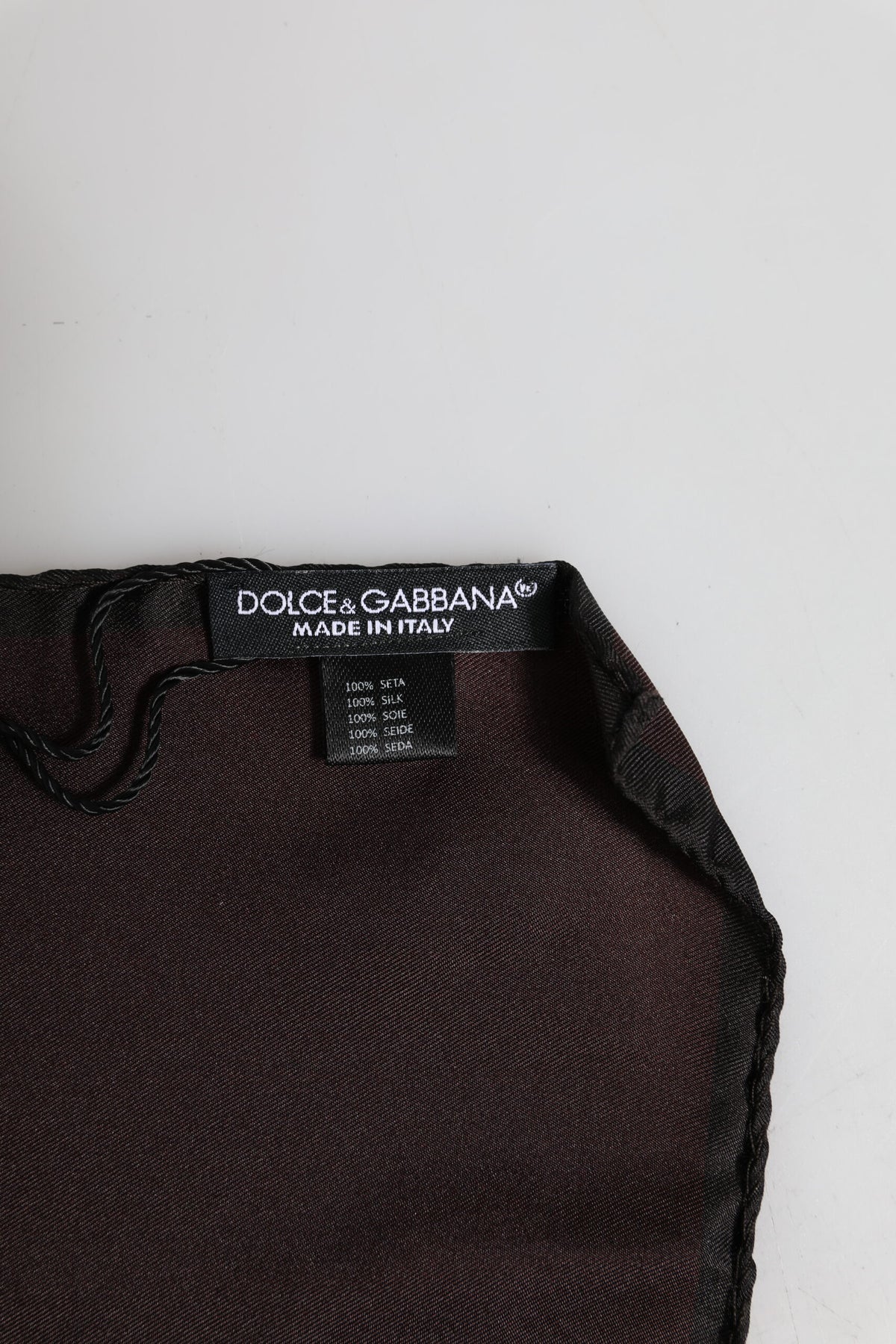 Foulard carré en soie marron Dolce &amp; Gabbana DG Crown pour homme