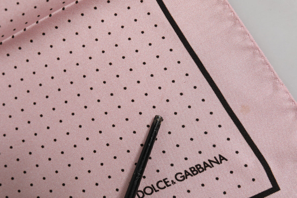 Foulard carré en soie beige à pois Dolce &amp; Gabbana pour homme