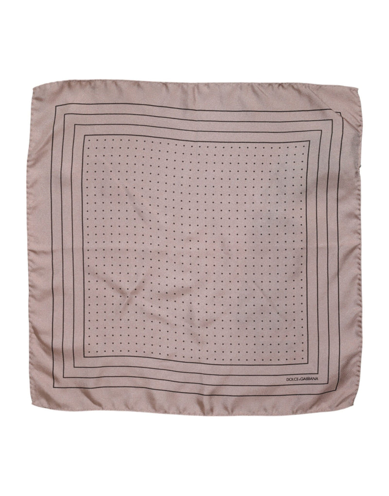 Dolce &amp; Gabbana Beige Stippen Zijden Vierkante Heren Foulard Sjaal