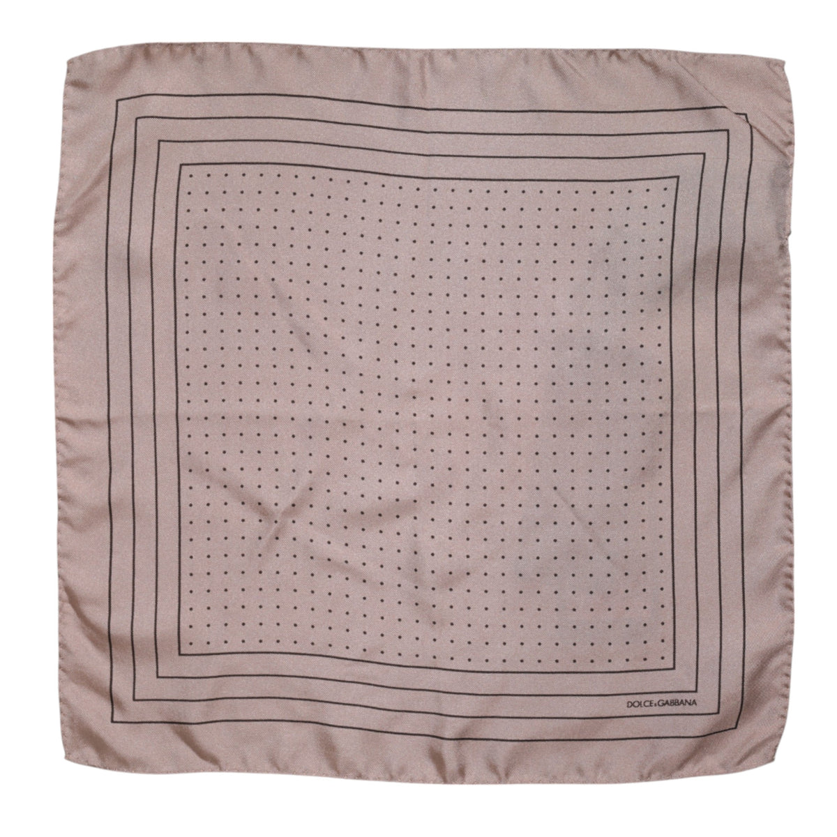 Foulard carré en soie beige à pois Dolce &amp; Gabbana pour homme