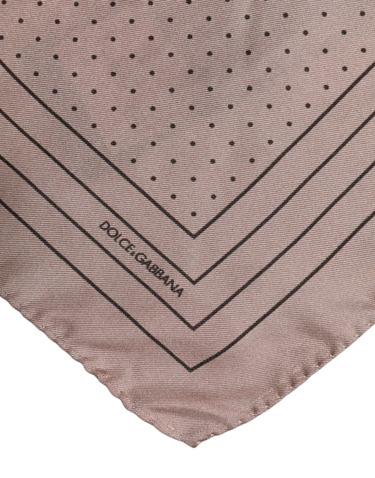 Foulard carré en soie beige à pois Dolce &amp; Gabbana pour homme