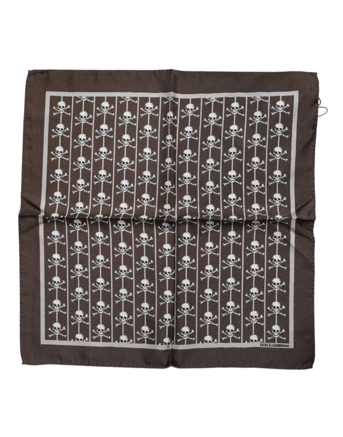Foulard carré en soie marron Dolce &amp; Gabbana pour homme