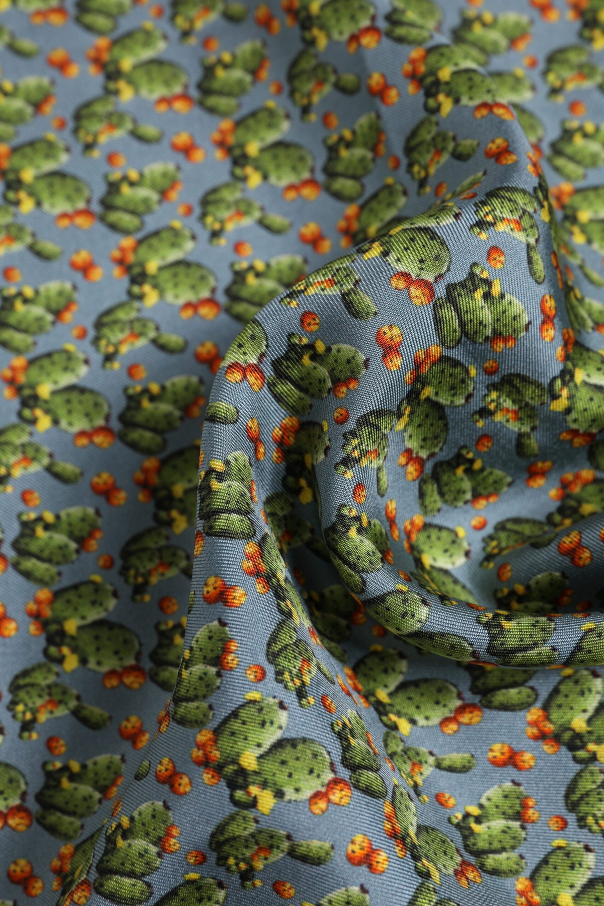 Foulard carré imprimé cactus gris vert Dolce &amp; Gabbana