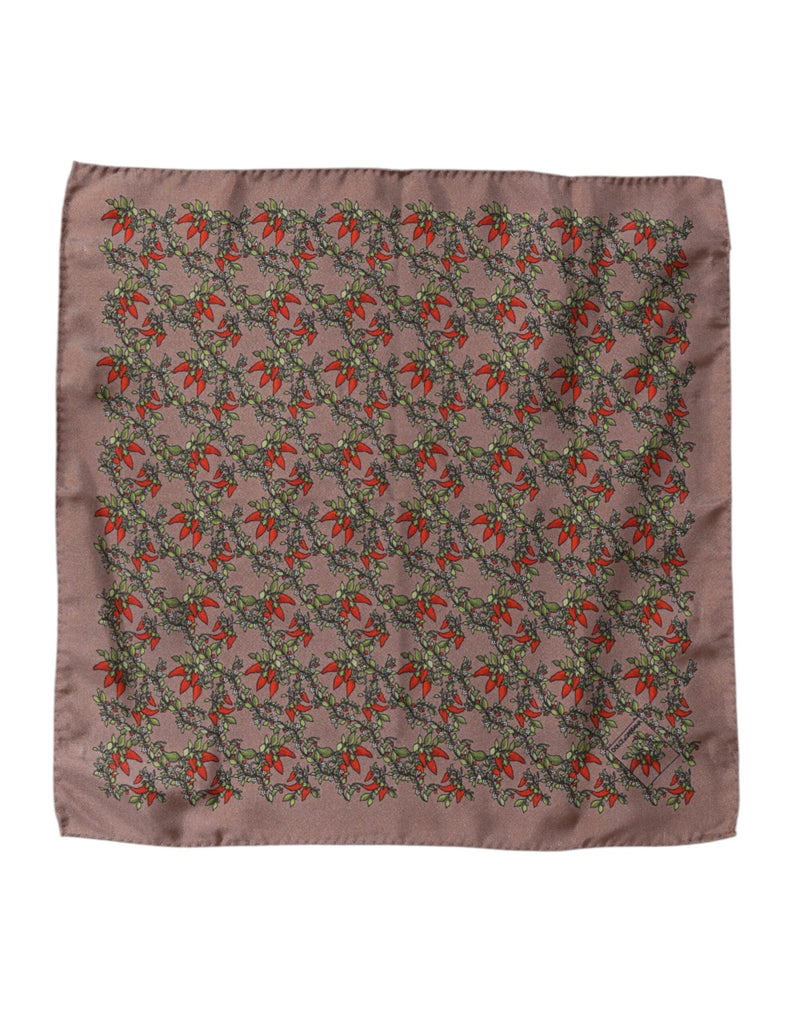 Dolce &amp; Gabbana Bruine Chili Print Zijden Vierkante Foulard Sjaal
