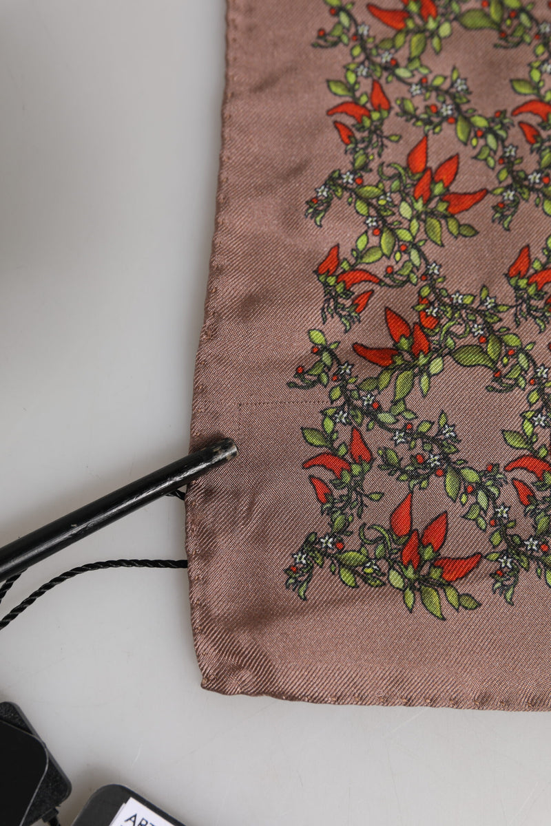 Dolce &amp; Gabbana Bruine Chili Print Zijden Vierkante Foulard Sjaal