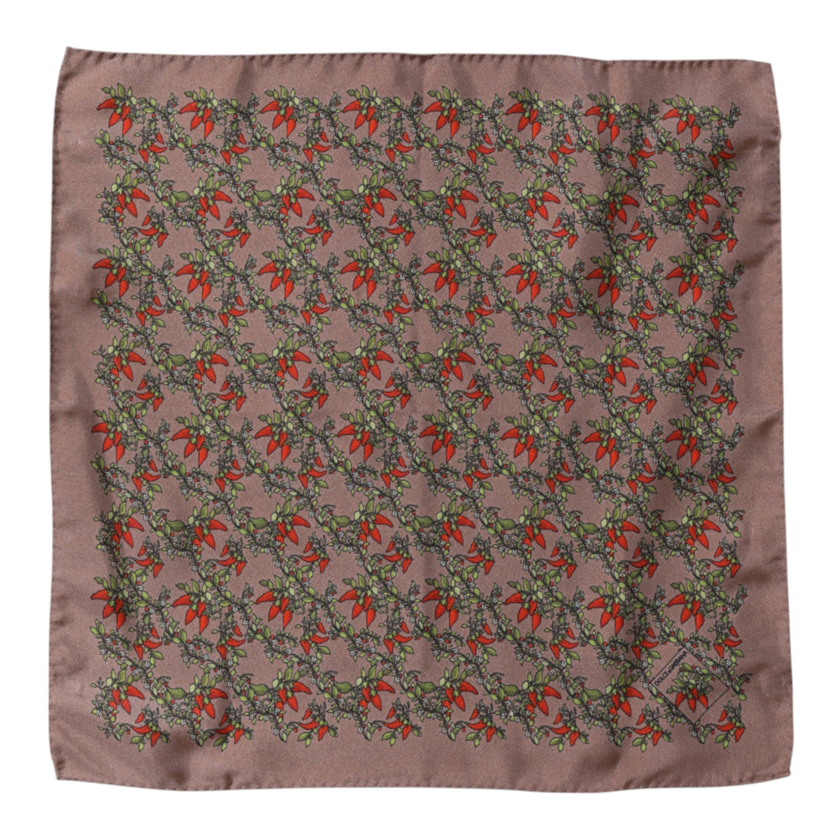 Foulard carré en soie marron piments Dolce &amp; Gabbana pour homme